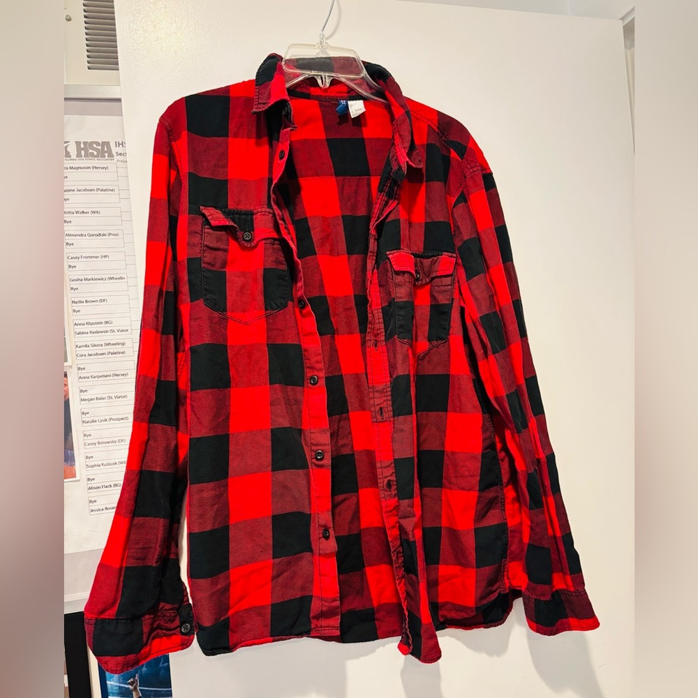 H&M Red and Black Checkered Men's Shirt